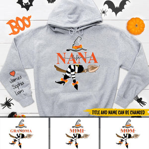 Personalized Grandma Life Witch With Grandkids Halloween Hoodie