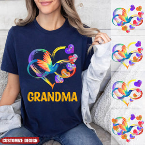 Personalized Grandma Infinity Hummingbird Rainbow Shirt - Gift Idea For Grandma / Mother