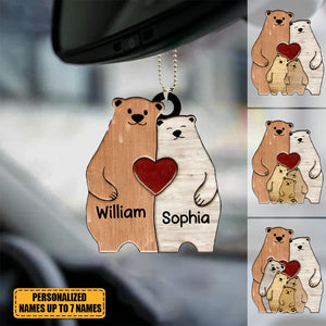 Family Bears Personalized Acrylic Car Ornament - Gift For Family Member