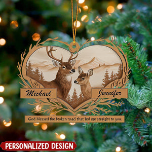 Personalized Deer Love Mountains Ornament - Gift For Couple, 2024 New Release Christmas Gift