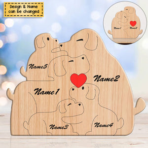 Handcrafted - Wooden Dogs Family Puzzle - Personalized Wooden Pet Carvings