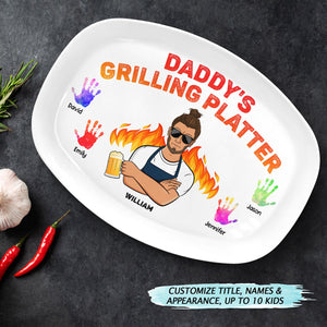 Daddy's Grilling Platter - Gift For Dad, Father, Grandfather, Grandpa - Personalized Plate