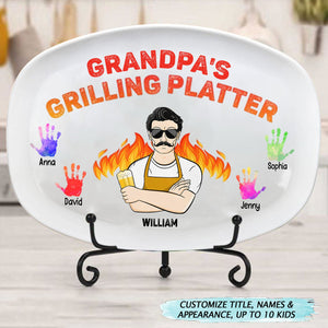 Daddy's Grilling Platter - Gift For Dad, Father, Grandfather, Grandpa - Personalized Plate