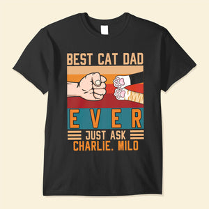 Best Cat Mom Cat Dad Ever Fist Bump Personalized Black T-shirt