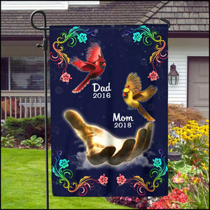 Memorial Flying Cardinals Family Loss Custom Names Garden Flag