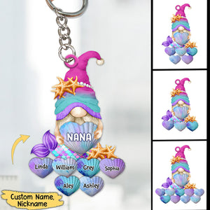 Mermaid  Grandma Cute Heart Shell Grandkids Personalized Keychain