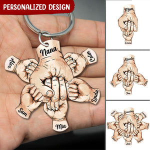 Grandpa, Papa, Daddy Hands Print Personalized Acrylic Keychain