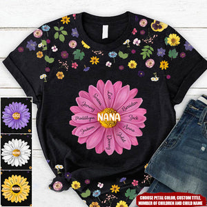 Personalized Mother's Day Gift For Grandma Mom Flower Birthday Gift 3d Tshirt