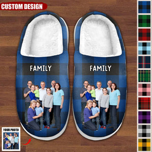 Custom Photo Happiness Is Warm - Personalized Custom Fluffy Slippers