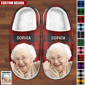 Custom Photo Happiness Is Warm - Personalized Custom Fluffy Slippers