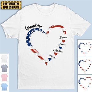 A Garden Of Love Grows In A Grandma's Heart - Family Personalized Custom Unisex Patriotic T-shirt