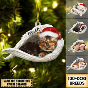 Personalized Dog Sleeping Angel Merry Christmas Ornament