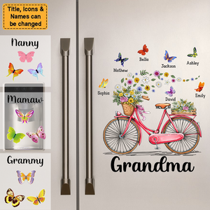 Gift for Grandma Bicycle With Flowers  Personalized Decal/Sticker