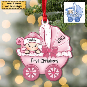 Baby's First Christmas, Baby Carriage, Personalized Christmas Ornament, Custom Gift for Baby