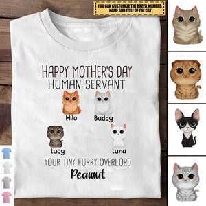 Watercolor Cute Cats Happy Mother's Day Cat Human Servant Personalized Shirt