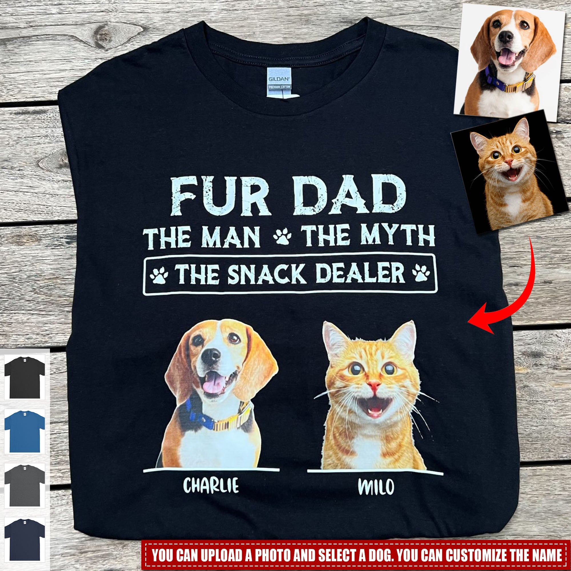 The Man The Myth The Snack Dealer Personalized Custom Photo Dog Cat Dad Shirt