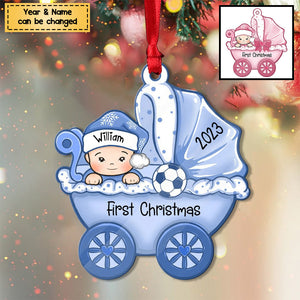 Baby's First Christmas, Baby Carriage, Personalized Christmas Ornament, Custom Gift for Baby