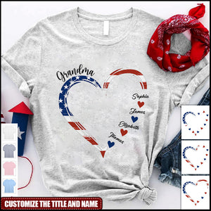 A Garden Of Love Grows In A Grandma's Heart - Family Personalized Custom Unisex Patriotic T-shirt