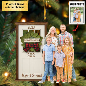 New House Front Door Ornament - Personalized Custom Photo Mica Ornament - Christmas Gift For Family, Family Members