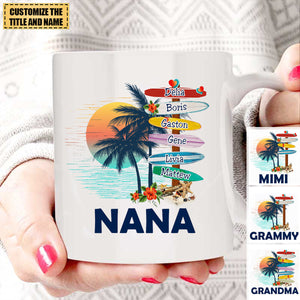 Personalized Grandma Surfboards Summer Vacation mug