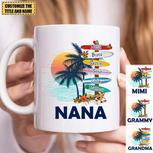 Personalized Grandma Surfboards Summer Vacation mug