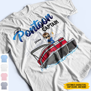 Boating Pontoon Captain - Birthday, Traveling, Cruising Gift For Pontooning Lovers, Beach Lovers, Travelers - Personalized Custom T-Shirt