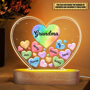 Grandma Mom Hearts In Heart Personalized Acrylic Heart LED Night Light