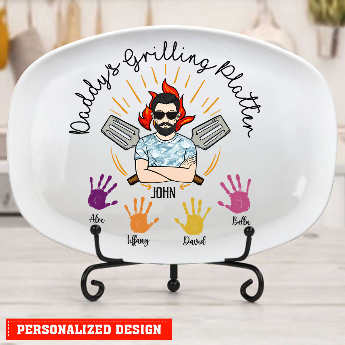 Handprint Daddy Personalized Grilling Platter